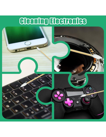 1000 Bastones de Algodón Punta Doble Egaageoi - Mango de Bambú