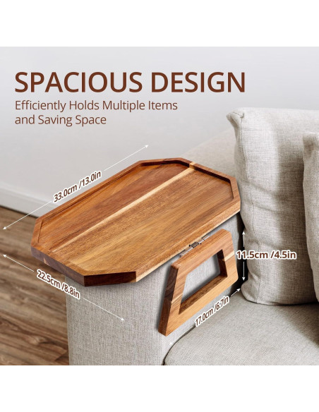Bandeja de Brazo de Sofá ZmarKraft de Madera Acacia Plegable