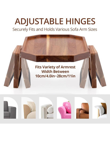 Bandeja de Brazo de Sofá ZmarKraft de Madera Acacia Plegable