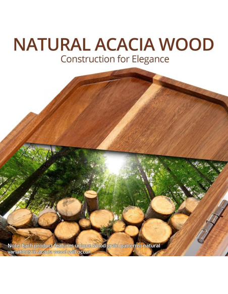 Bandeja de Brazo de Sofá ZmarKraft de Madera Acacia Plegable