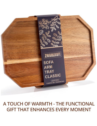 Bandeja de Brazo de Sofá ZmarKraft de Madera Acacia Plegable