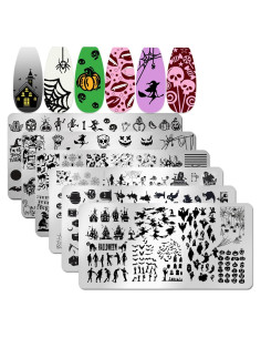 Placas de Estampado de Uñas Halloween JERCLITY 6 Pcs