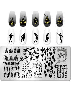 Placas de Estampado de Uñas Halloween JERCLITY 6 Pcs 2