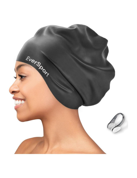Gorro de natación grande EverSport de silicona para trenzas