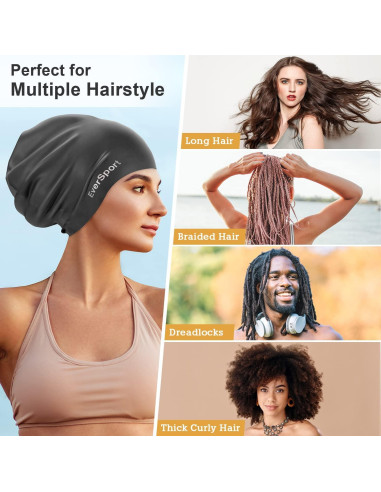 Gorro de natación grande EverSport de silicona para trenzas
