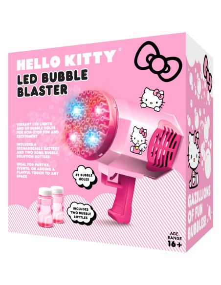 Blaster de Burbujas LED Hello Kitty - 69 Huecos, Batería Recargable