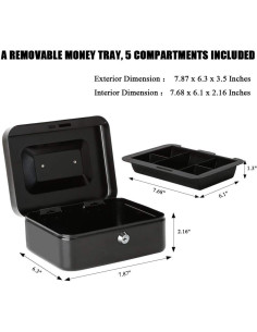 Caja Fuerte Mediana Jssmst de Acero con Bandeja Removible Negra 2