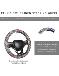 Funda de Volante Boho Povtii 38.1 cm Antideslizante Étnica 2