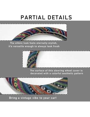 Funda de Volante Boho Povtii 38.1 cm Antideslizante Étnica