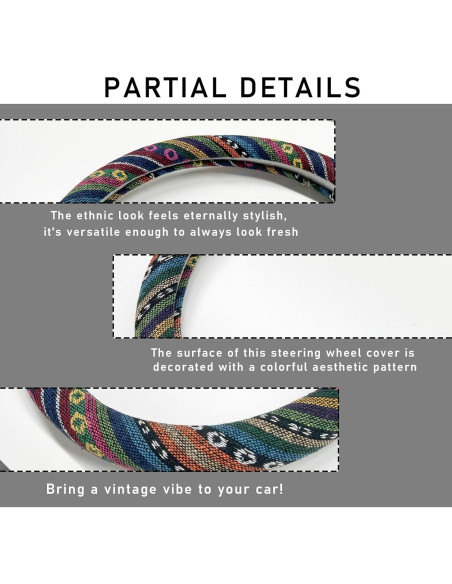 Funda de Volante Boho Povtii 38.1 cm Antideslizante Étnica