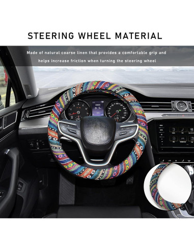 Funda de Volante Boho Povtii 38.1 cm Antideslizante Étnica