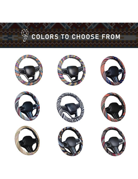 Funda de Volante Boho Povtii 38.1 cm Antideslizante Étnica