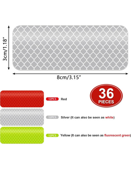 Calcomanías Reflectantes 36 PCS PSLER 3x8 cm Alta Visibilidad