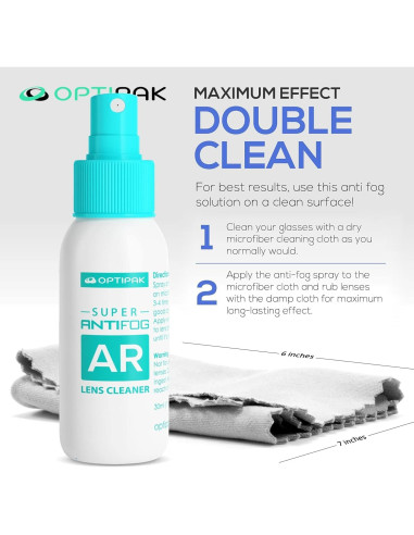Kit Limpiador de Gafas Antivaho OPTIPAK 30ml + Paño Microfibra