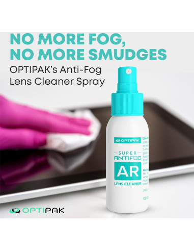 Kit Limpiador de Gafas Antivaho OPTIPAK 30ml + Paño Microfibra