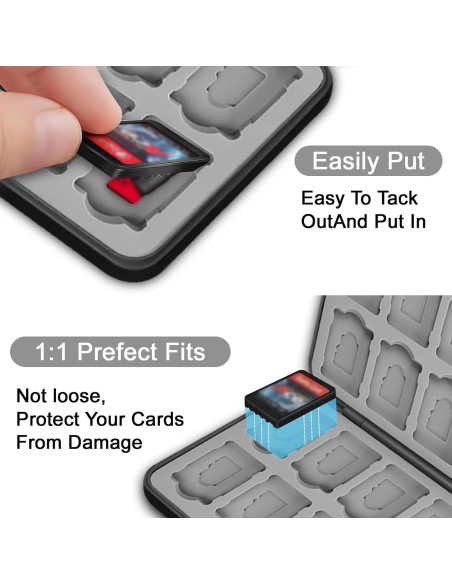 Funda para Juegos Nintendo Switch AMOACCESSORIES 24 Tarjetas Negro