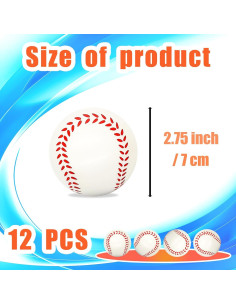 12 Pelotas de Estrés de Béisbol Jumbo Whkvnng 7 cm 2