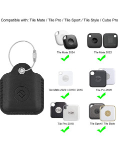 Funda de Cuero Genuino Fintie para Tile Mate y Pro, Negro 2