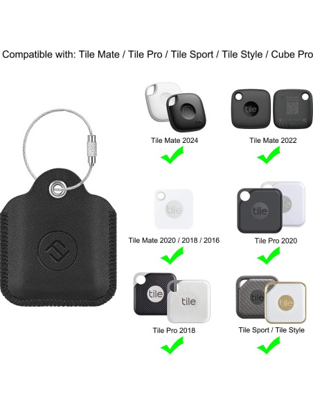 Funda de Cuero Genuino Fintie para Tile Mate y Pro, Negro