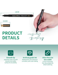 Set de 20 Micro Pen Huesamhi Tinta Impermeable 0.20mm 2