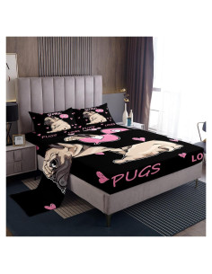 Juego de Sábanas Individual Feelyou Pug Caricatura 3D