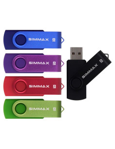 5 Piezas USB 2.0 8GB SIMMAX Memoria Flash Giratoria