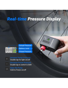 Bomba de Bicicleta Eléctrica CooSpo AP-B1, 120 PSI, Portátil 2