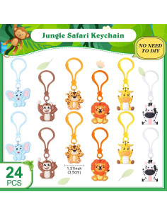 Llavero de Animales de la Selva Jadive - 24 Piezas PVC 2