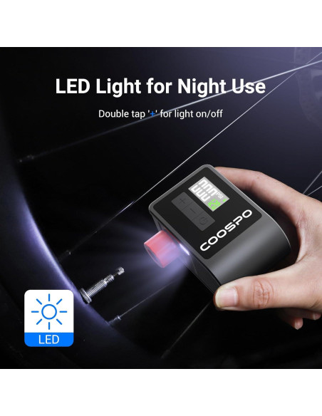 Bomba de Bicicleta Eléctrica CooSpo AP-B1, 120 PSI, Portátil