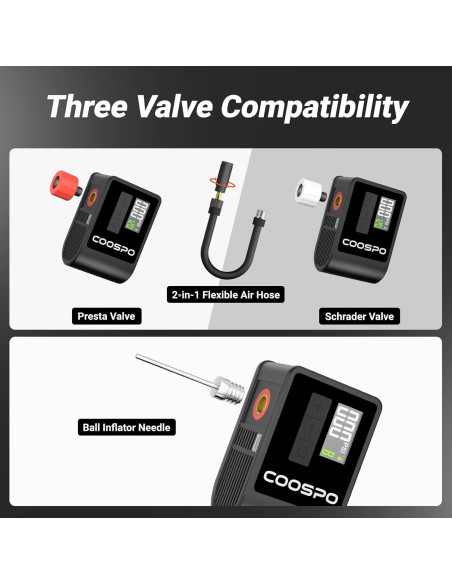 Bomba de Bicicleta Eléctrica CooSpo AP-B1, 120 PSI, Portátil