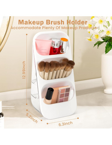Organizador de Brochas de Maquillaje EXIN DECHEN Transparente 3 Niveles