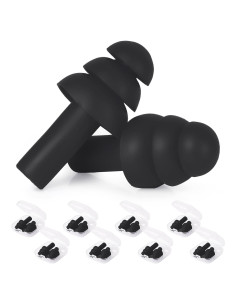 24 Pares Tapones para Oídos AIOMOB Negros Silicona NRR 29dB