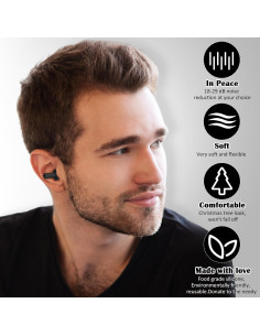 24 Pares Tapones para Oídos AIOMOB Negros Silicona NRR 29dB 2