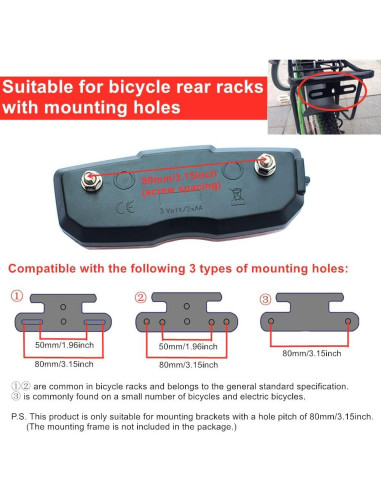 Luz Trasera Reflectante para Bicicleta GreceYou 80mm