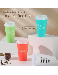 Tazas de café reutilizables MiraFure 0.47 L con tapas - Paquete de 8 2