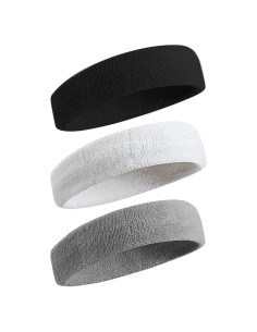 BEACE Banda de Sudor Deportiva Unisex - Algodón Terry 3PCS