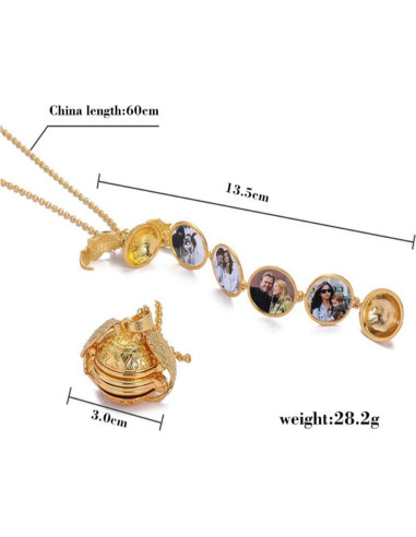 Collar Locket de Foto ONLYJUMP con Alas para Mujeres 80 cm