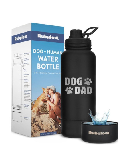 Botella de Agua Acero Inoxidable 32 oz Papá Perro - Tazón 8 oz