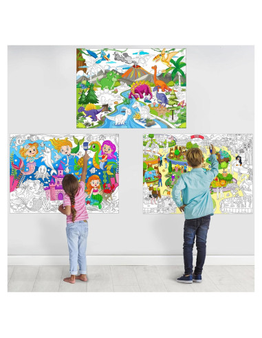 Paquete de 3 Pósters Gigantes para Colorear Rossorha 110x80cm