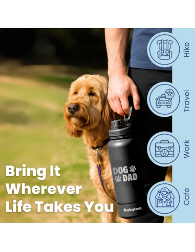 Botella de Agua Acero Inoxidable 32 oz Papá Perro - Tazón 8 oz