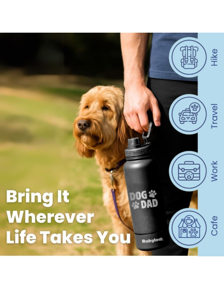 Botella de Agua Acero Inoxidable 32 oz Papá Perro - Tazón 8 oz