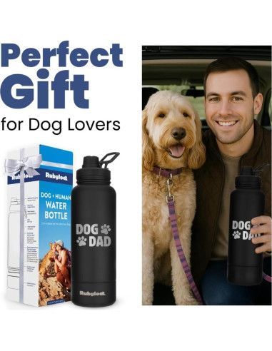 Botella de Agua Acero Inoxidable 32 oz Papá Perro - Tazón 8 oz
