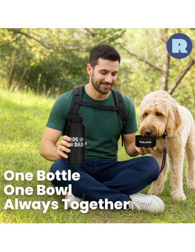 Botella de Agua Acero Inoxidable 32 oz Papá Perro - Tazón 8 oz