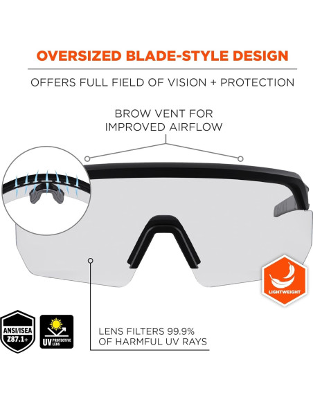 Gafas de Seguridad Ergodyne Aegir, Lente Clara, ANSI Z87.1+