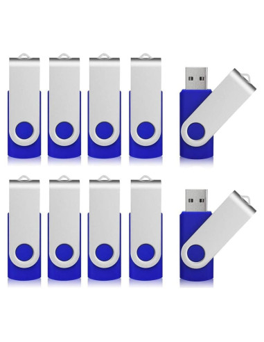 Aiibe 10 Unidades Flash USB 2GB Azul Pendrive USB 2.0