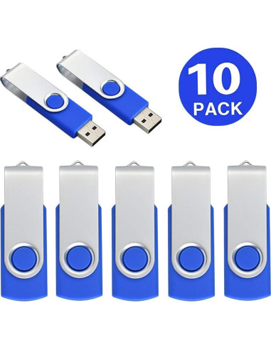 Aiibe 10 Unidades Flash USB 2GB Azul Pendrive USB 2.0