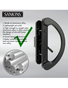 Juego de Tirador de Puerta Corredera SANKINS con Cerradura Negra 2