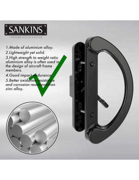 Juego de Tirador de Puerta Corredera SANKINS con Cerradura Negra Juego de Tirador de Puerta Corredera SANKINS con Cerradura Negra