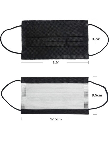 Mascarillas Desechables Negras 50 Pcs DR.MOXA 3 Capas Adultos