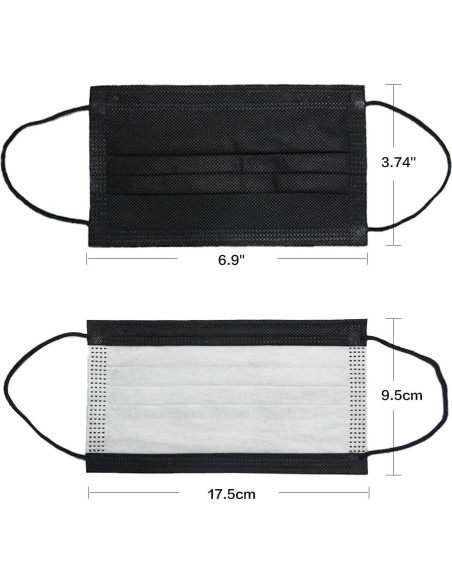 Mascarillas Desechables Negras 50 Pcs DR.MOXA 3 Capas Adultos